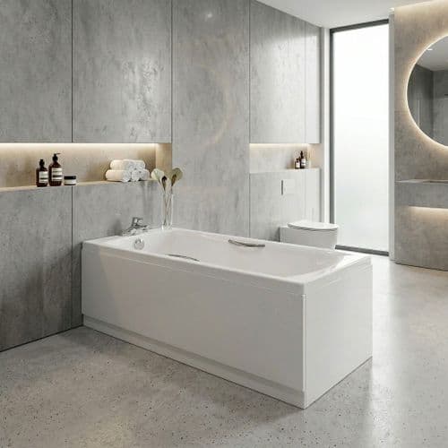 Carron Delta 1700 x 700mm Single Ended Bath With Chrome Grips- Standard & Carronite Options