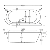Carron Status 1600 x 725mm Left Hand Offset Corner Bath