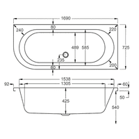 Carron Status 1700 x 725mm Left Hand Offset Corner Bath