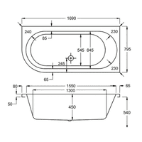 Carron Status 1700 x 800mm Left Hand Offset Corner Bath