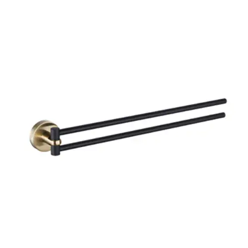 Catania 406mm Double Split Towel rail - Matt Black/Brushed Brass