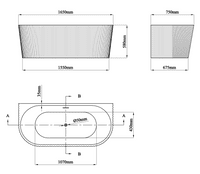 Caversham Freestanding Bath 1650x745x580mm inc waste - White - Lifetime Guarantee
