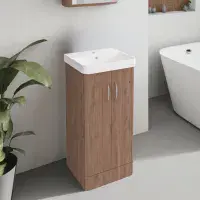 Cavone II 400mm Basin Unit Medium Oak with Ceramic Basin