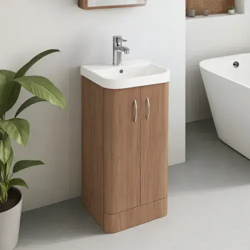 Cavone II 400mm Basin Unit Medium Oak with Ceramic Basin