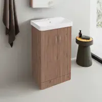 Cavone II 500mm Basin Unit Medium Oak with Ceramic Basin