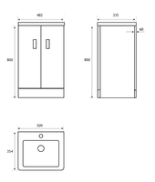 Cavone II 500mm Basin Unit Medium Oak with Ceramic Basin