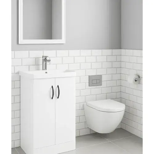 Cavone II 500mm Basin Unit White Gloss with Ceramic Basin
