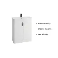 Cavone II 600mm Basin Unit White Gloss with Ceramic Basin