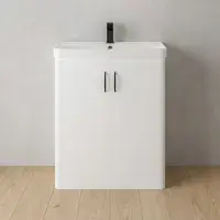 Cavone II 600mm Basin Unit White Gloss with Ceramic Basin