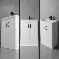 Cavone II 600mm Basin Unit White Gloss with Ceramic Basin