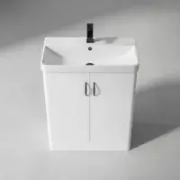 Cavone II 600mm Basin Unit White Gloss with Ceramic Basin