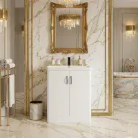 Cavone II 600mm Basin Unit White Gloss with Ceramic Basin