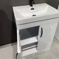 Cavone II 600mm Basin Unit White Gloss with Ceramic Basin