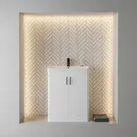 Cavone II 600mm Basin Unit White Gloss with Ceramic Basin