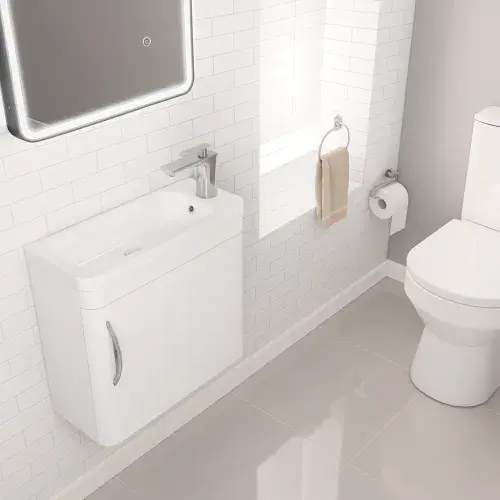 Cavone Slimline Bathroom Basin Unit Wall Hung White Gloss