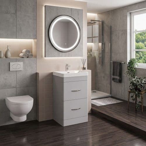 Cavone Waterproof 500mm Drawer Vanity Unit Matt Grey with Ceramic Basin | Lifetime Guarantee