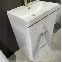 Cavone Waterproof 500mm Drawer Vanity Unit White Gloss with Ceramic Basin | Lifetime Guarantee