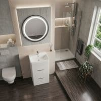 Cavone Waterproof 500mm Drawer Vanity Unit White Gloss with Ceramic Basin | Lifetime Guarantee