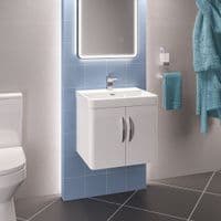 Cavone Waterproof 500mm Wall Hung Basin Unit White Gloss with Ceramic Basin | Lifetime Guarantee