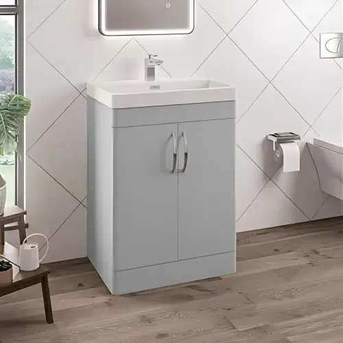 Cavone Waterproof 600mm Basin Unit Matt Grey with Ceramic Basin