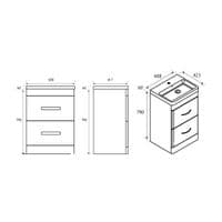 Cavone Waterproof 600mm Drawer Vanity Unit Matt Grey with Ceramic Basin | Lifetime Guarantee