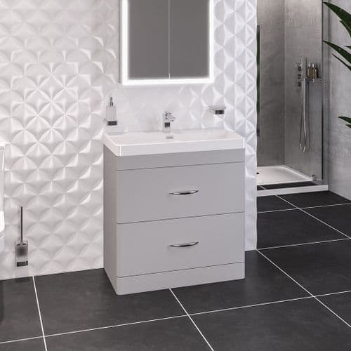 Cavone Waterproof 800mm Drawer Vanity Unit Matt Grey with Ceramic Basin