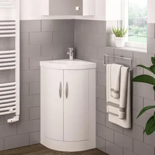 Cavone Waterproof Corner Unit High Gloss White, inc Basin - Lifetime Guarantee