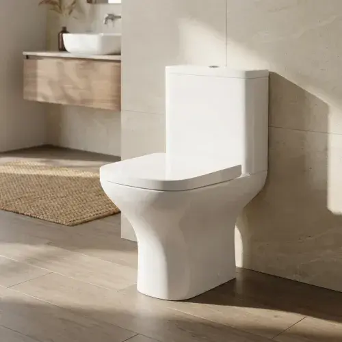 Cedare Open Back Close Coupled Rimless Toilet | Soft Close Seat & Dual Flush
