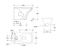 Cedare Rimless Comfort Height Toilet & Short projection - Inc Seat