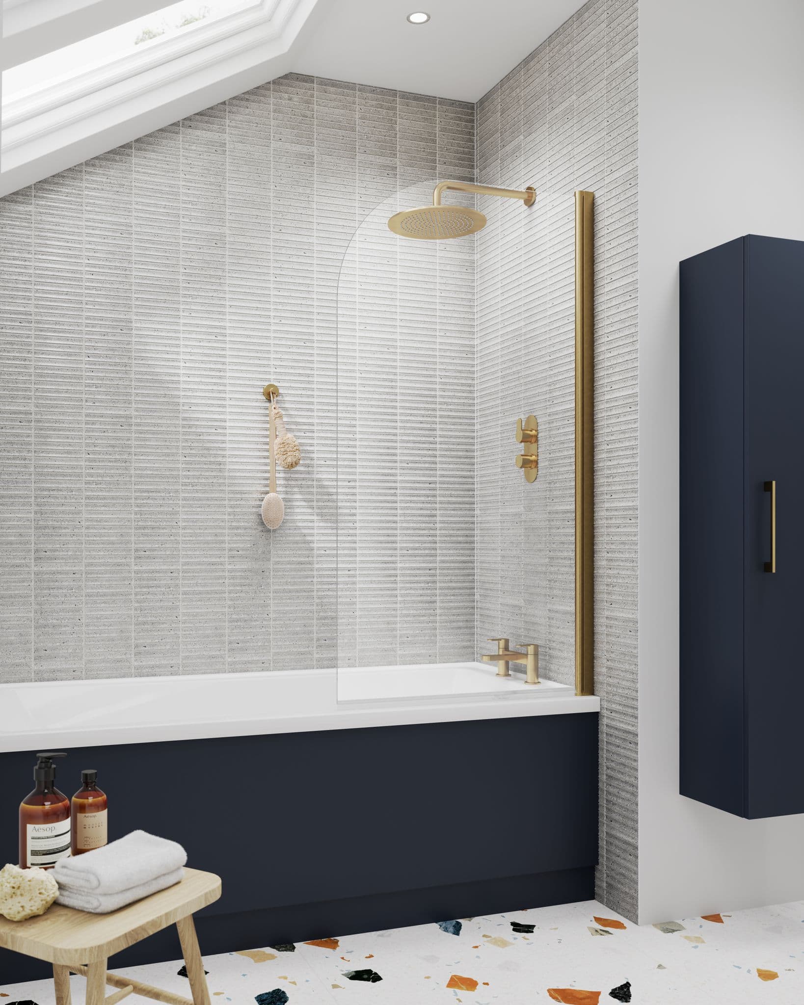 Nuie Woodgrain Front Bath Panel With Plinth | Charcoal Black | Mfc | 1700mm