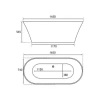 Charlton 1650mm Freestanding Double Ended Bath - Gloss Grey | Bathcenter