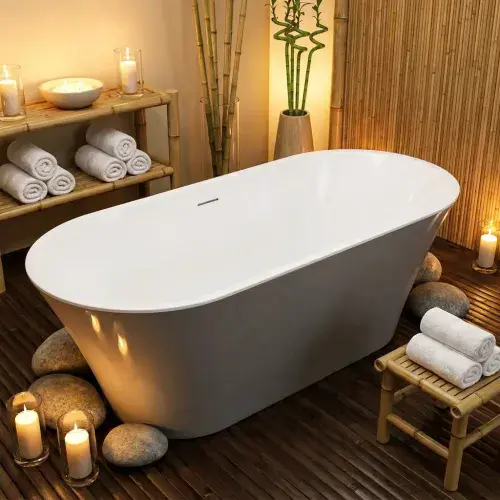 Charlton 1650mm Double-Ended Freestanding Bath Gloss Grey & White
