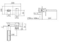 Chetwode Wall mounted Basin Mixer Tap Matt Black