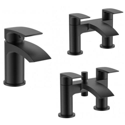 Chloe Matt Black Bathroom Tap Pack