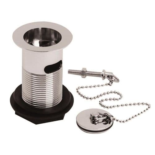 Chrome Basin Waste With Brass Plug & Ball Chain