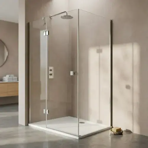Clearform Hinged Shower Door 1000mm - Chrome - To Suit Recess