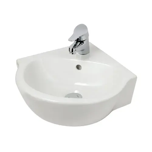 Cloakroom Basin 450 x 450mm 1 Tap Hole Corner Basin - White