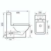 Collindale Comfort Height Close Coupled Back To Wall Rimless Toilet Pan and Soft Close Seat