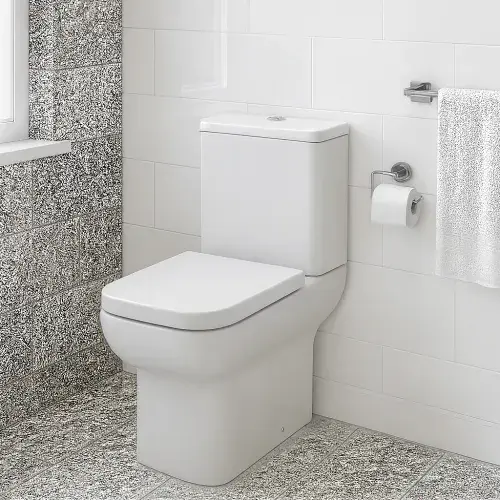 Collindale Comfort Height Close Coupled Back To Wall Rimless Toilet Pan and Soft Close Seat