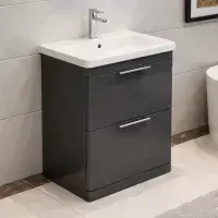 Comet Waterproof 600mm Vanity Unit with Ceramic Basin | Anthracite Gloss | Lifetime Guarantee