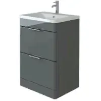 Comet Waterproof 600mm Vanity Unit with Ceramic Basin | Anthracite Gloss | Lifetime Guarantee