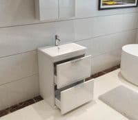 Comet Waterproof 600mm Vanity Unit with Ceramic Basin,  White