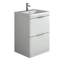 Comet Waterproof 600mm Vanity Unit with Ceramic Basin,  White