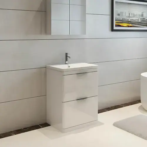 Comet Waterproof 600mm Vanity Unit with Ceramic Basin, White