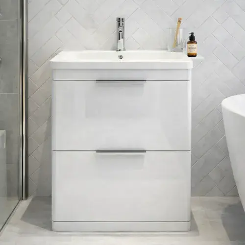 Comet Waterproof 600mm Vanity Unit with Ceramic Basin, White