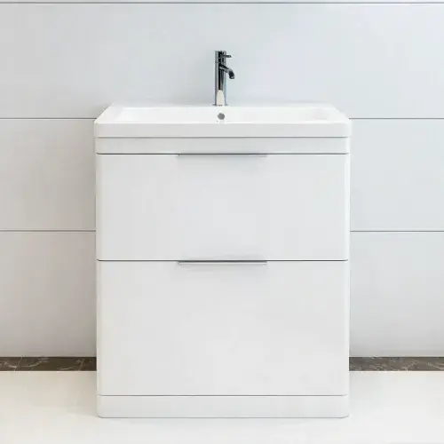 Comet Waterproof 750mm Vanity Unit with Ceramic Basin, White