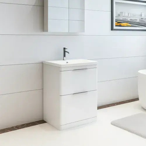 Comet Waterproof 750mm Vanity Unit with Ceramic Basin, White