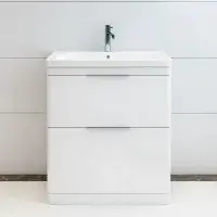 Comet Waterproof 750mm Vanity Unit with Ceramic Basin | White | Lifetime Guarantee