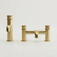 Core Brushed Brass Bathroom Tap Pack with Diamond Cross Hatch Detail