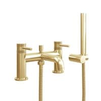 Core Brushed Brass Bathroom Tap Pack with Diamond Cross Hatch Detail